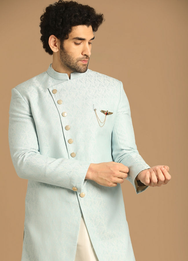 Lavish Light Blue Indo Western Set image number 0